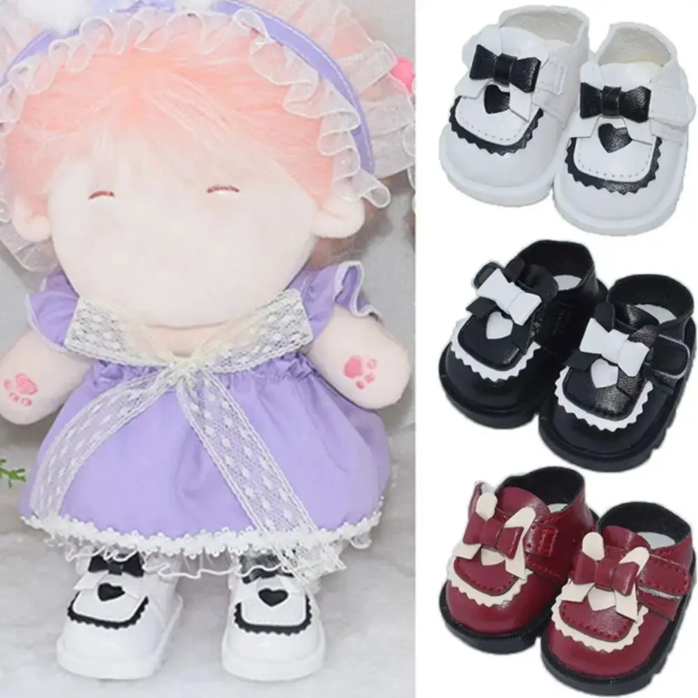 Mini Doll Shoes Clothes Accessories For 1/6 Dolls PU Leather Shoes 20CM Cotton Doll Bowknot Heart Princess Shoes DIY Toys Gift