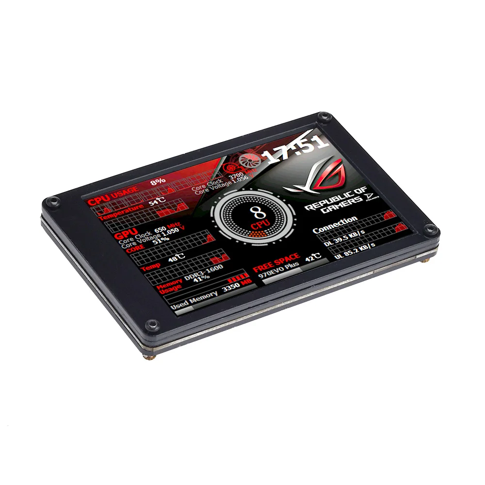 3.5 Inch IPS LCD Monitor Display USB Dynamic Display Sub-Screen Support vertical screen With Aluminum Case