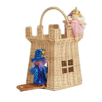 Hand-woven Storage Baskets Rustic Vacation Picnic Carrying Basket Children Design Cute Rattan Castle Bag Kids Toys Photo Props 1
