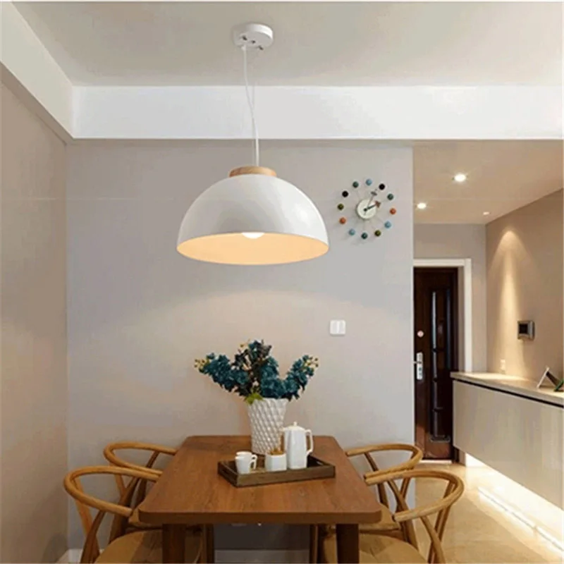 

Modern Pendant Light Style Minimalist Wood Grain Homestay Bedroom Dining Table LED Macaron chandelier Home Decoration Lamp