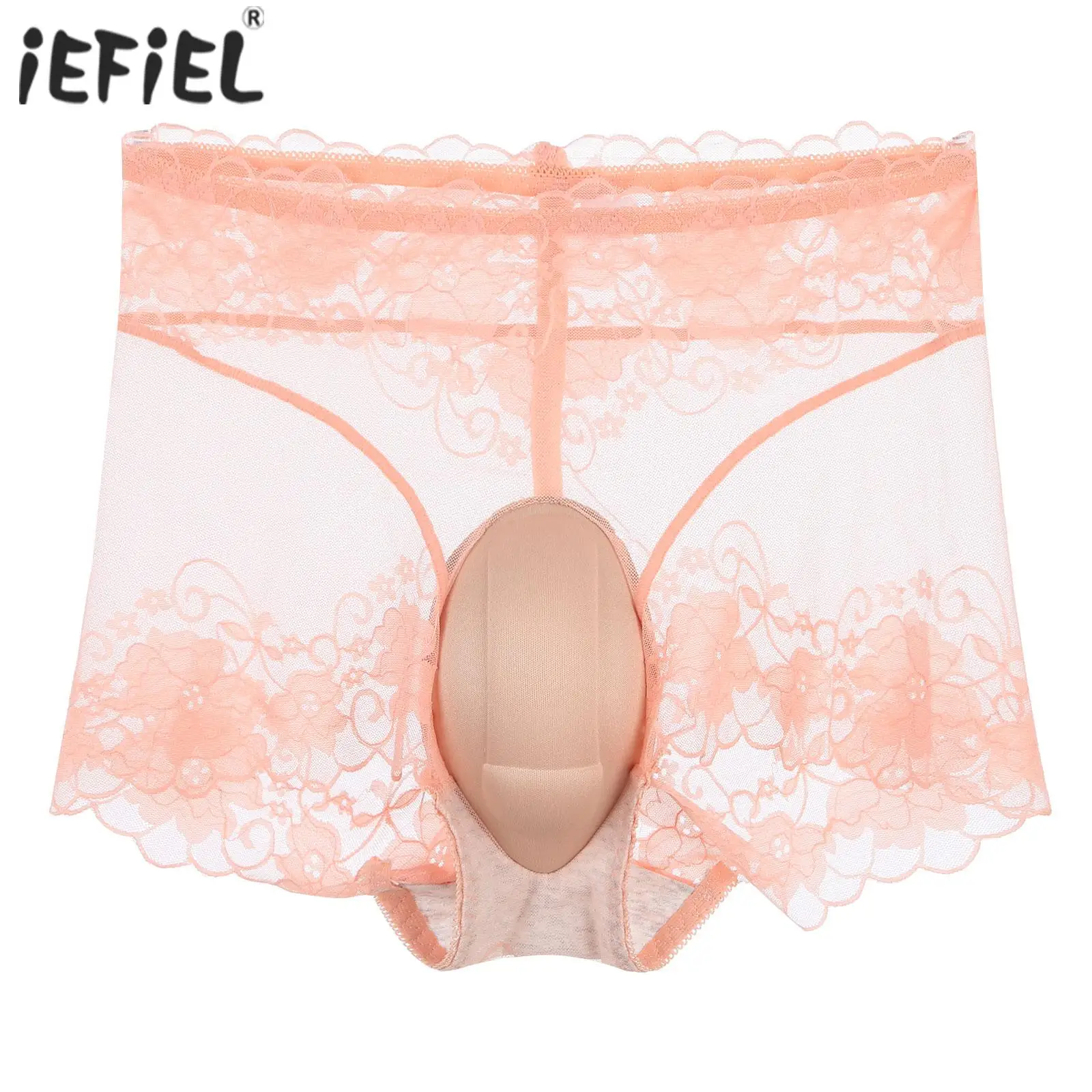 

Mens Crossdresser 3D Pouch Lace Underwear High Waist Sponge Bulge Lace Briefs for Transgender Transvestite Sissy Ballet Dancer