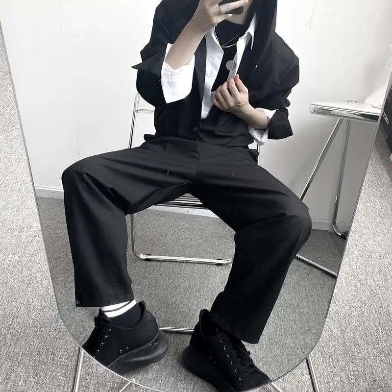 2022 New Men's Jumpsuit Spring And Autumn New Urban Youth College Style Fashion Popular Leisure Loose Large Size Hooded Pants
