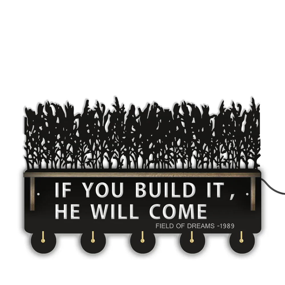 

Если Вы построите его, он придет в поле мечт, цитация, деревянный органайзер для ключей, 5 крючков, стеллаж, современный Фотофон, Декор для дома