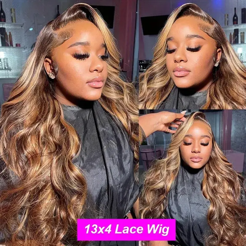 Colorful Highlight Ombre Body Wave Lace Front Wig Human Hair 13x6 5x5 Blonde Colored Wig For Women Lace Frontal Wigs Pre Plucked