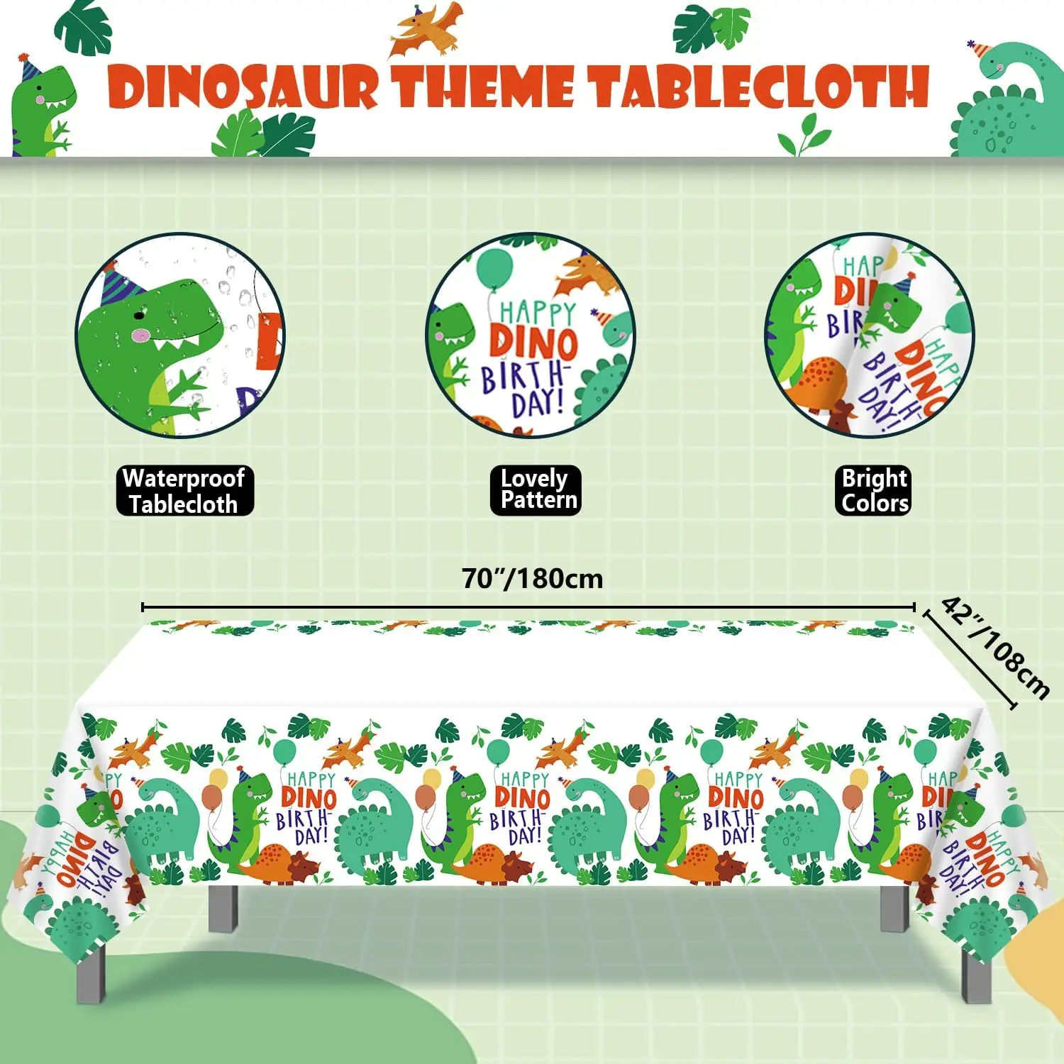 Dinosaur Tablecloth Birthday Decoration Cartoon Dinosaur Disposable Table Cloth Table Cover 1/5pcs Kid Favor Gift Party Supplies
