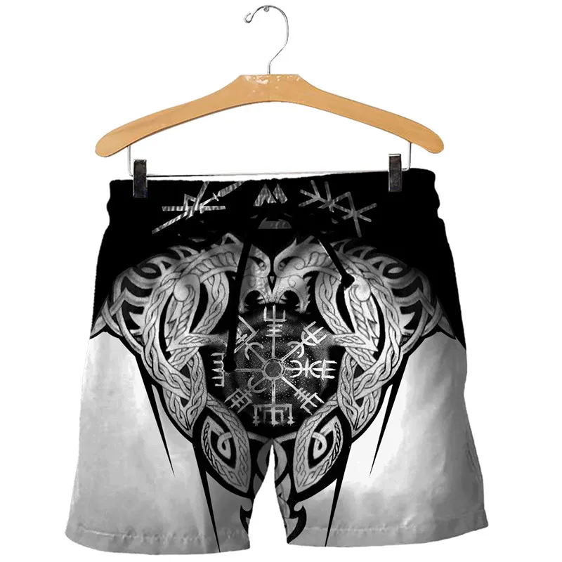 Fashion Viking tattoo 3D Printed Men's Shorts Unisex Streetwear Stretch Waist Shorts Summer Beach Casual Harajuku Shorts