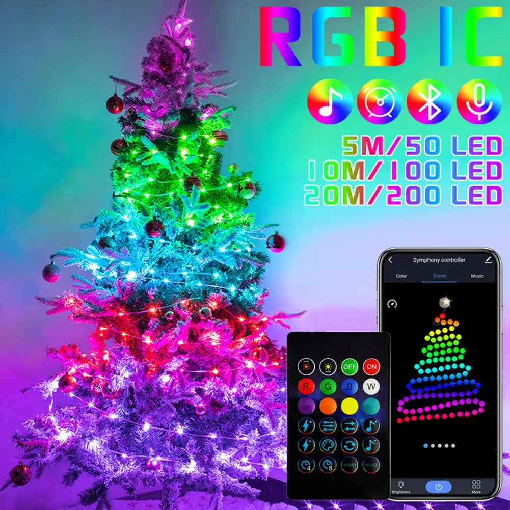 

RGBIC Smart LED String Lights for Home Outdoor Corridor Decoration USB Fairy Lights With App Control Holiday Multi-Color Garland