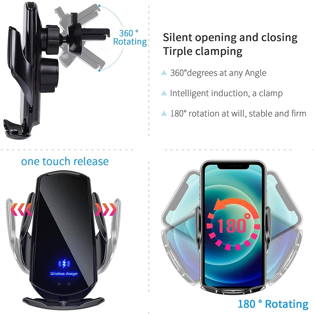 15W Car Wireless Charger Magnetic USB Automatic Mount Phone Holder For iPhone Samsung Xiaomi Infrared Induction Fast Charging