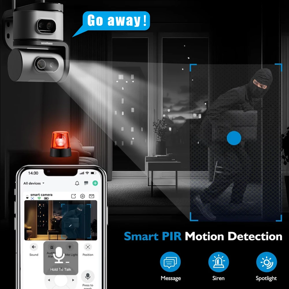 DIFANG V380 Pro 4K 8MP WiFi Security Camera Dual Screen 360° PTZ Home Security Protection Surveillance WiFi CCTV Outdoor 4