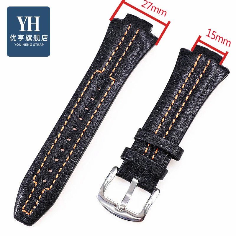 Cowhid Pulseira de Relógio para Seiko Sportura Snl029p2 Snl021p1 Snl595p2 Snl017p1 Pulseira de Interface Convexa Masculina 27x15 mm - Image 4