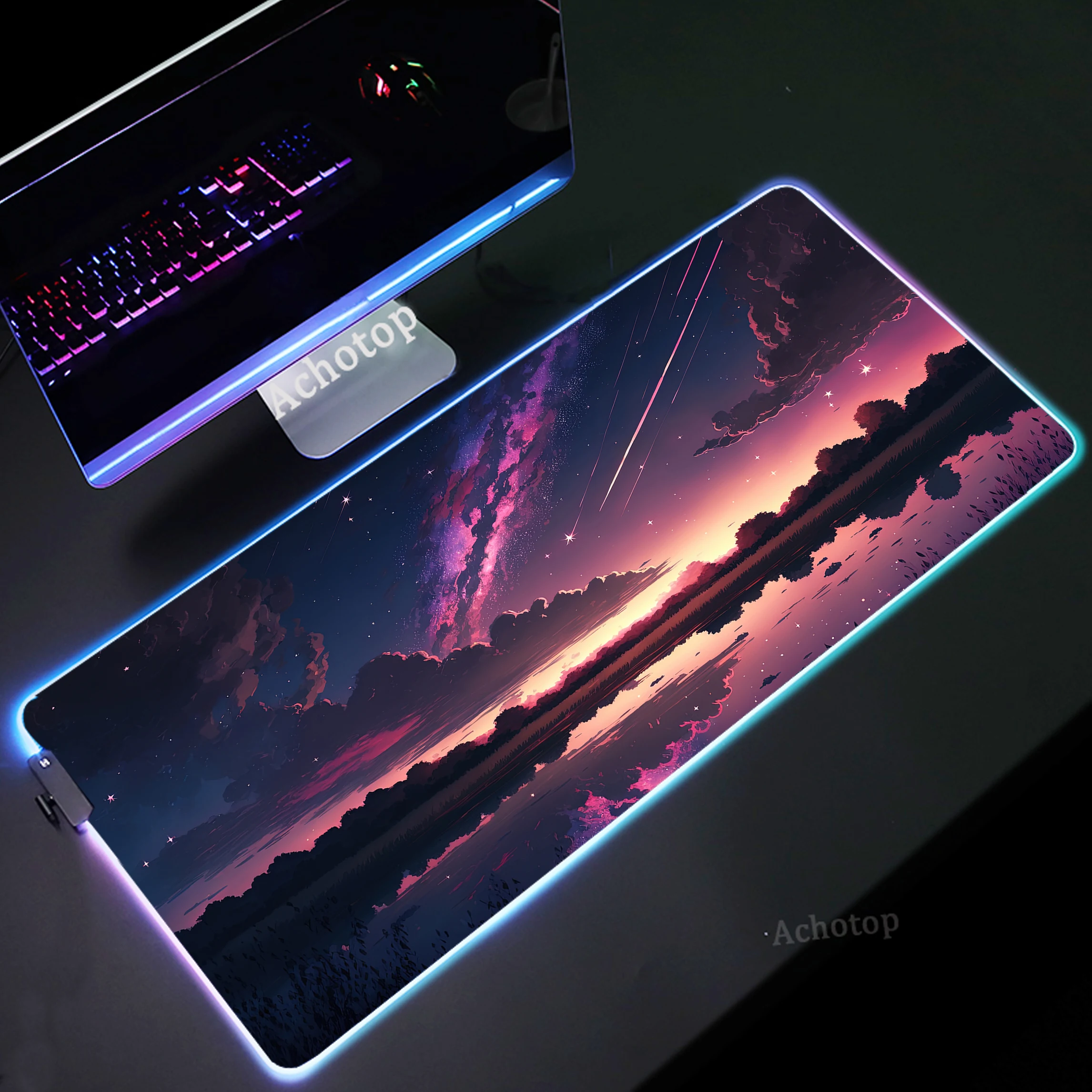 

RGB коврик для мыши с звездным небом, игровые аксессуары, большой коврик для мыши, компьютерный коврик для мыши, геймерские коврики для клавиатуры, светящийся коврик для мыши с подсветкой