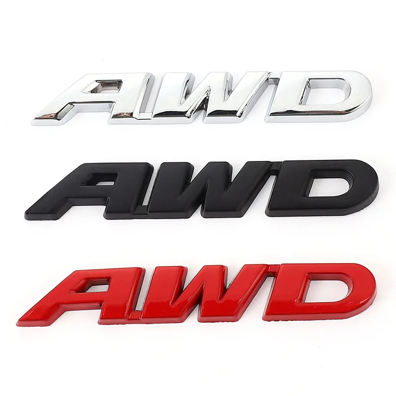 

3D Metal AWD Logo Letters Car Trunk Emblem Fender Badge Decal Sticker For Honda Civic CRV Mazda Toyota RAV4 Volvo Accessories