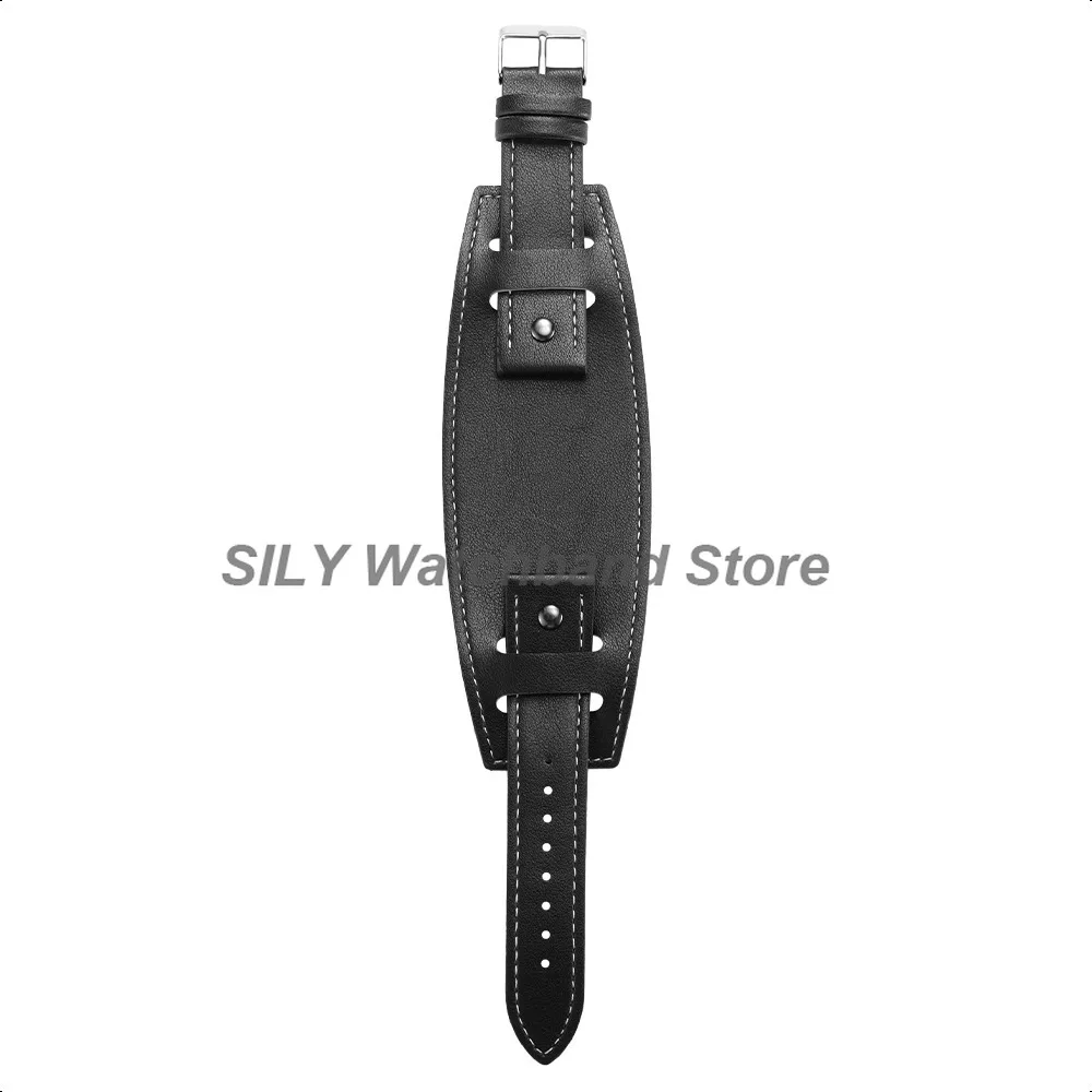 Lederarmband mit Matte Bund Base Tray 20mm 22mm 24mm Vintage Rindsleder Armbänder Schwarz Braun Armband Herren Damen Armband – Detail 20
