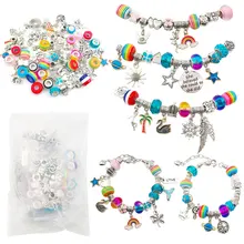 

DIY Charm Bracelet Ornament Set Snake-Shaped Chain Crystal Cut Large Hole Beads Crown Alloy Bracelet Fixed Color Accessories Set