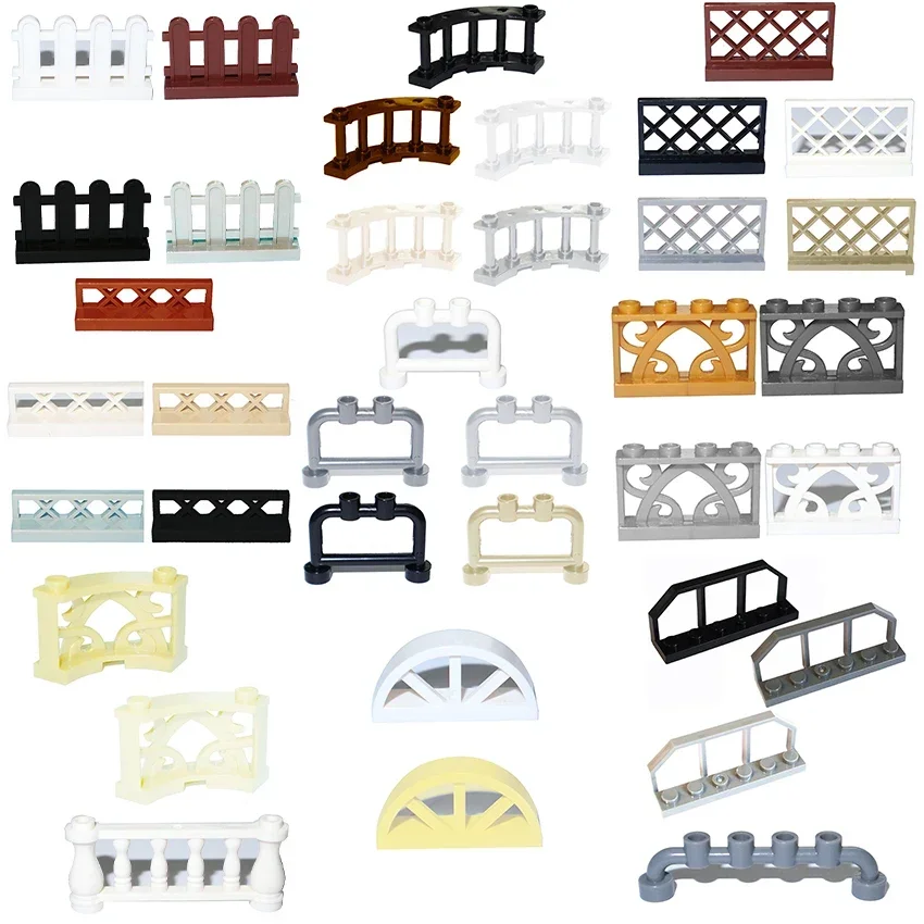 빌딩 블록 도시 액세서리, MOC 부품, 울타리 난간, 계단 장벽, 사다리 가드, 바, 성, 정원, 농장, 군사 조립 벽돌