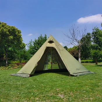 10.5' x 5.2' Outdoor Camping Tent Stove Jack Teepee Windproof Waterproof Rip-Resistant Easy Carry for Family Hiking Backpacking 4