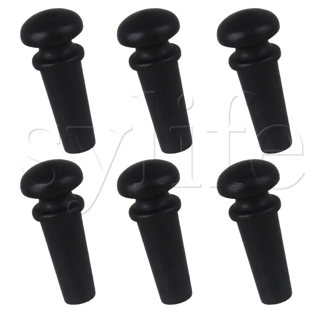 

Black Ebony Acoustic Guitar Bridge End Pins without Tone Dots Set of 6