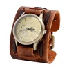 Relogio Masculi Retro Big Wide Genuine Leather Strap Watch Men Punk  Quartz Cuff Watch Wristwatches Bracelet Unusual Wrist Watch 5