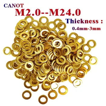 200 PCS M2 M2.5 M3 M4 M5 M6-M24 ทองเหลืองทองแดงแบนเครื่องซักผ้าทองเหลืองธรรมดาแหวนปะเก็น Spacer วงกลม Meson การนําความร้อนที่ดี 1