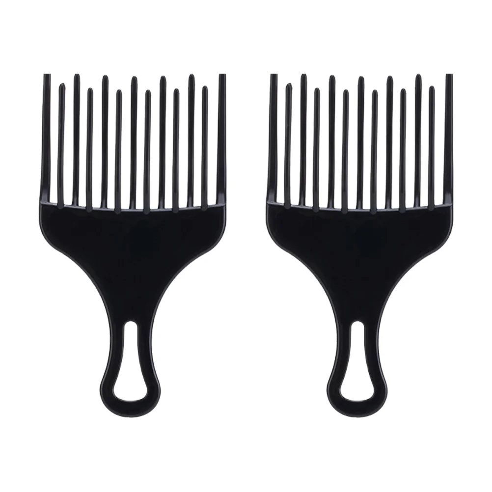 

2Pcs Plastic Hair Comb Wide Tooth Comb Hairdressing Comb Male Rake Comb Size S Black