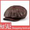 Winter Autumn Real Leather Newsboy Cap For Men British Style Artist Cap Outdoor Street Fashion Women Hat Leisure Beret Caps 1
