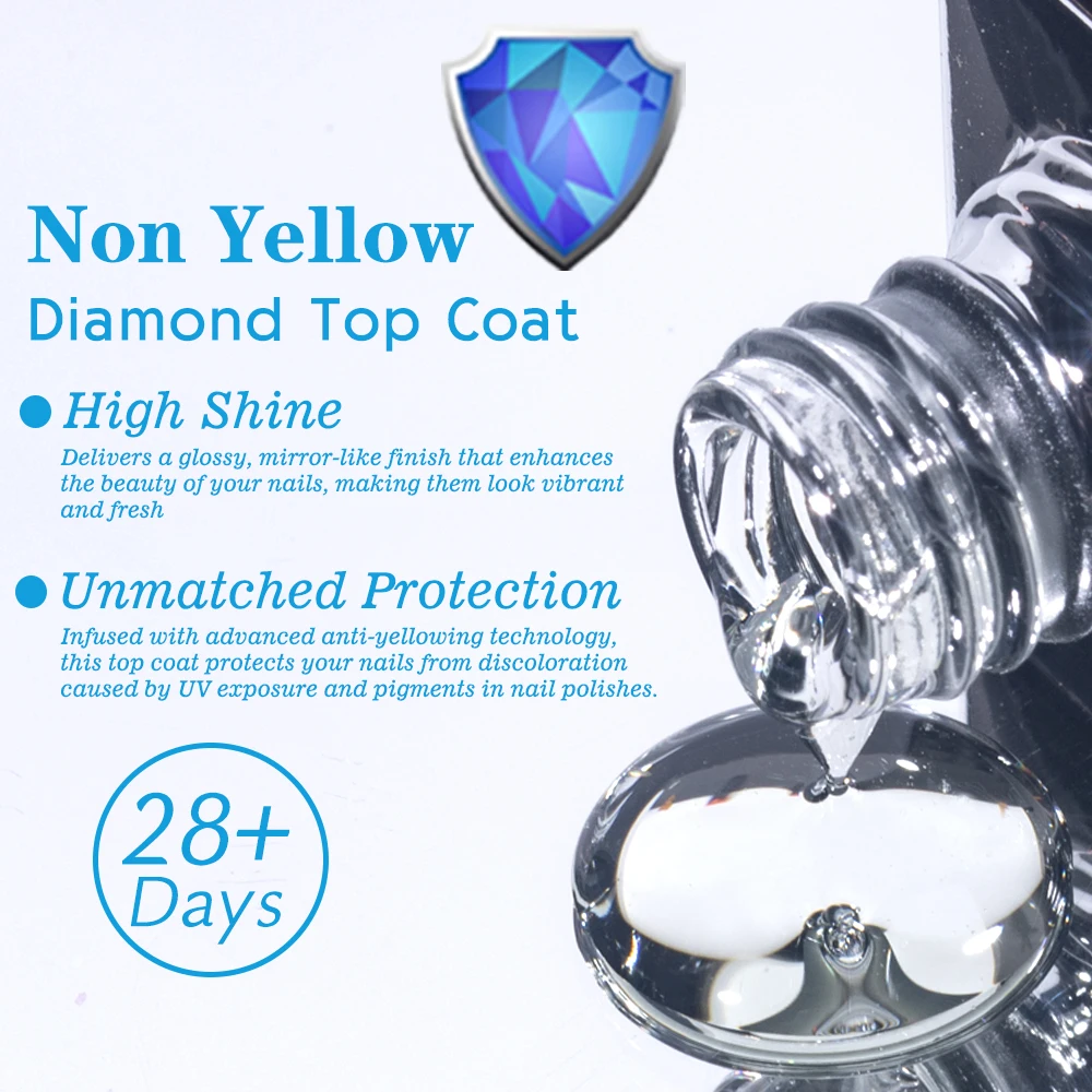 KODIES GEL Non-Yellow Top Coat Nails Gel Polish Diamond Super Shine Topcoat Semi Permanent UV Reinforce Gel Varnish for Manicure 4
