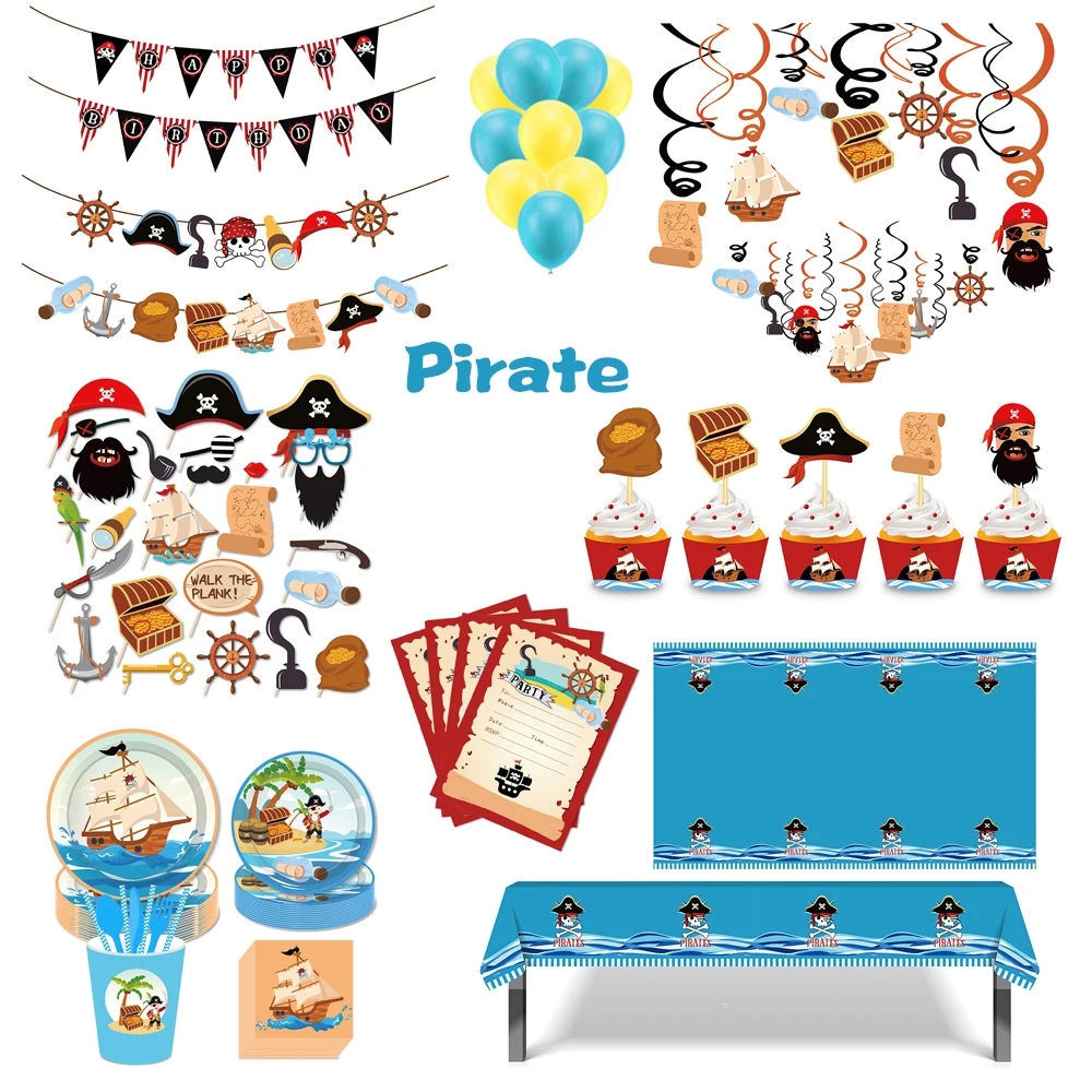 20 Pieces Pirate Party Sign Pirate Party Supplies Skull Sign Pirate Theme  Party Decorations Kids Birthday Party Favors