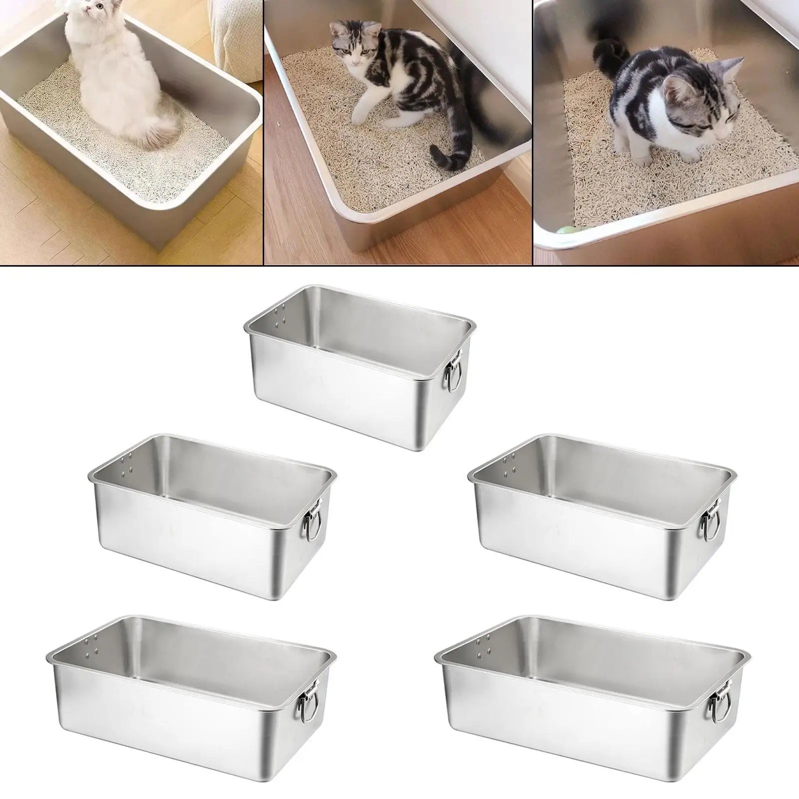 Stainless Steel Litter Box Catering Food Pan High Side High Sided Litter Pan