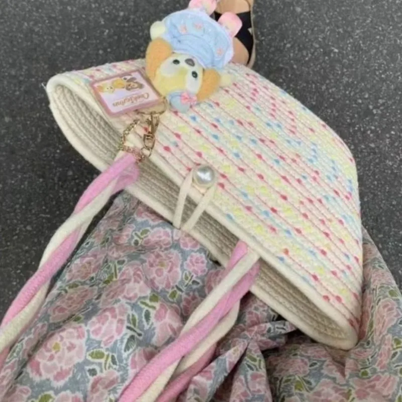 JIAERDI Sweet Cute Colorful Handbag Women Twist Rope Woven Large Capacity Shoulder Bags Ladies Polka Dot Vacation Underarm Bag