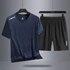 Casual 2024 Breathable Summer T Shirt + Shorts for Men Set Two Piece Tracksuit Hip Hop Streetwear Running Sport Clothes Oversize 4