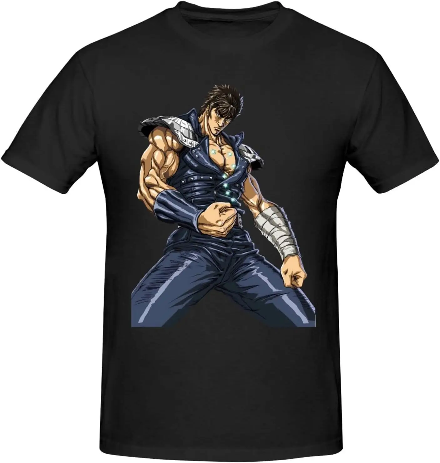 

Fist of The North Star Shirt Men's Personalised Crew Neck Short Sleeve T Shirt Cool Casual Tops Deep Heather