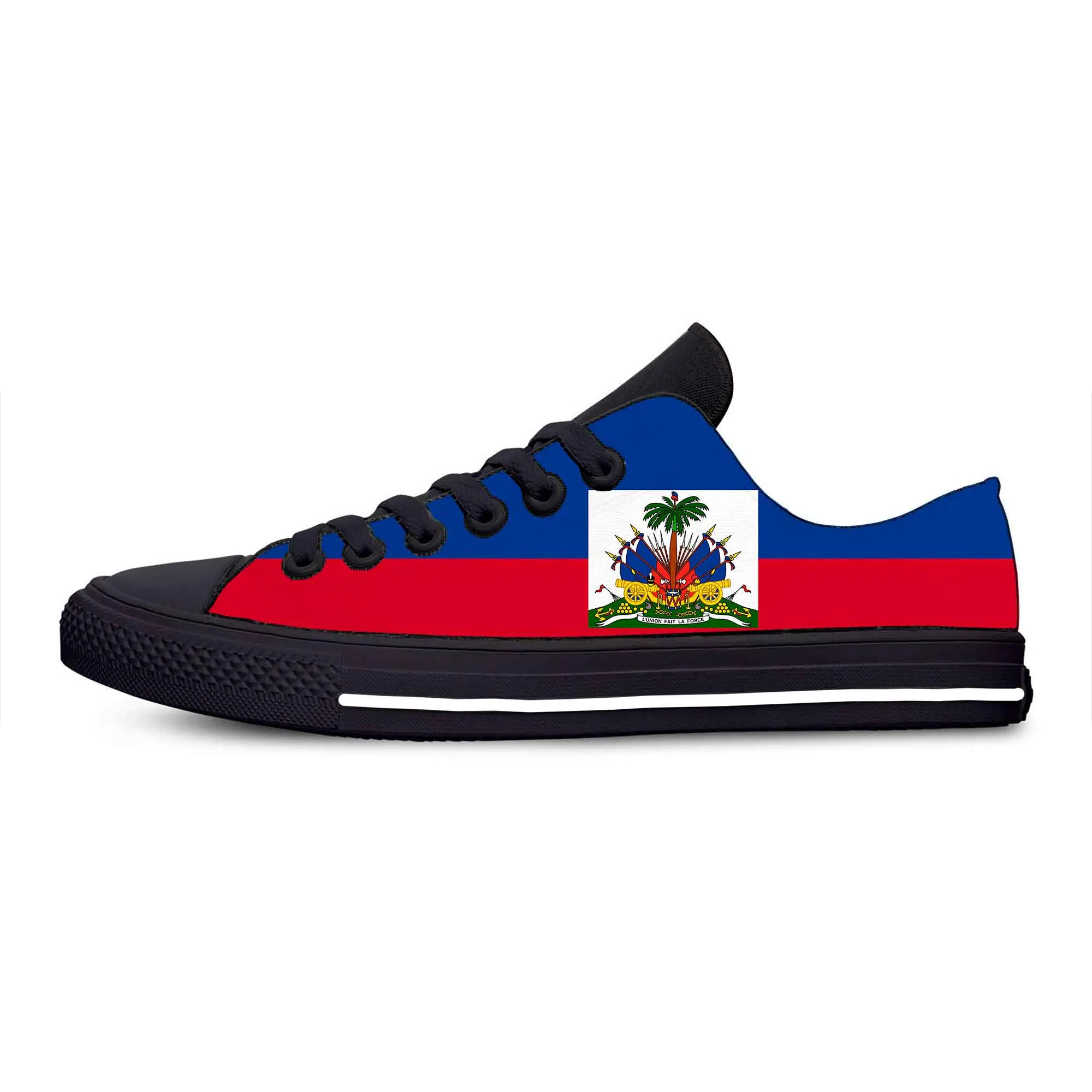 

Haiti Haitian Flag Patriotic Pride Fashion Popular Casual Cloth Shoes Low Top Comfortable Breathable 3D Print Men Women Sneakers