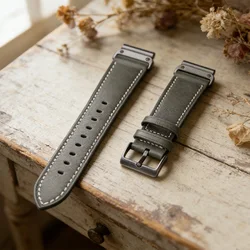 Adjustable Synthetic Leather Smartwatch Strap with QuickFit Closure - 26mm Width (Grey)