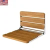 Fold Down Shower Bench Wall Mounted Teak Wood Seat Durable Waterproof Non-Slip Safe Installation Small Spaces 440lb Capacity 1
