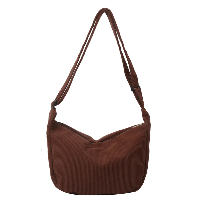Corduroy cloth bag lazy style simple Japanese literary crossbody bag casual shoulder bag for women