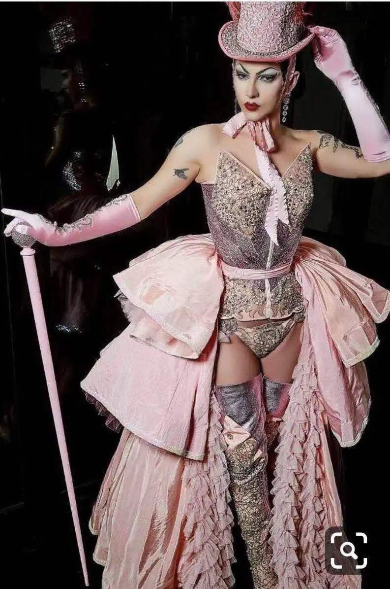 

Высококачественная модная Розовая Одежда для европейских дворов, Большая одежда для коммерческих прогулок, шоу, ночных клубов, баров, одежда для выступлений