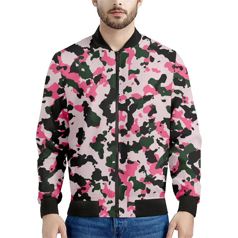 thumbnail image 1 of Chaqueta con estampado de camuflaje para hombre, colorida chaqueta de manga larga con estampado 3D, chaquetas casuales holgadas con cremallera para deportes de calle, 1 of 5