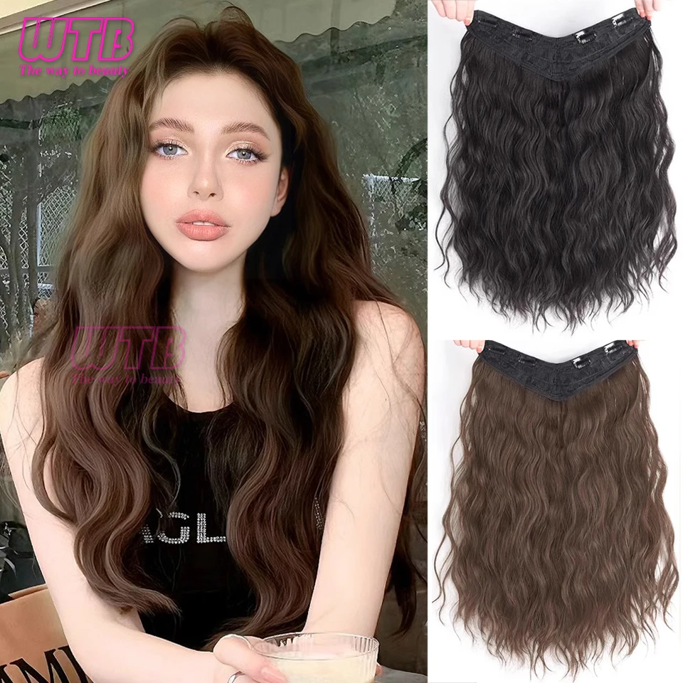 

WTB Synthetic Water Ripple Hair Extension Wig Fluffy Wavy Curly Hair Natural Invisible Wig Woman