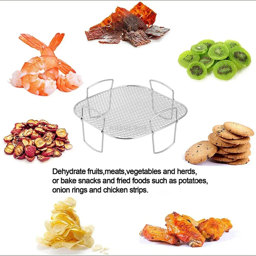 Air Fryer Stainless Steel Rack Layer Dehydrator Rack Kitchen Air Fryer Accessories Toast Food Holder Stand Cooking Baking Tools