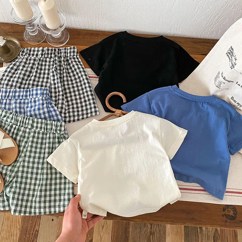 Cotton Kids Summer Shorts Set Cartoon Tees