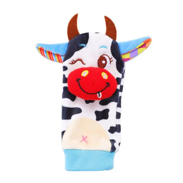 Cartoon Plush Socks Wristband Rattle Baby Toys 0-12 Months Newborn Baby Children Animal Socks Foot Finder Toy Gift Soft Rattle 3
