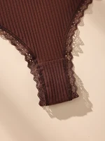 Ensemble de 7 culottes string pour femmes, en coton, sexy, en dentelle, sous-vêtements tanga, pantalon uni, taille plus, sous-vêtements, strings, lingerie féminine, S-3XL 5