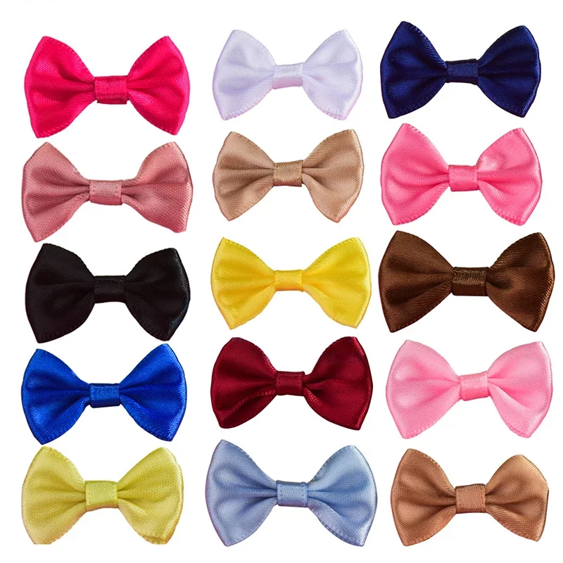 50 Pcs Mini Satin Bows Ribbon Vintage Soft Boutique Flower Bowknot DIY Sewing Craft Bow Home Wedding Party Decor Bowties ribbon bow decoration