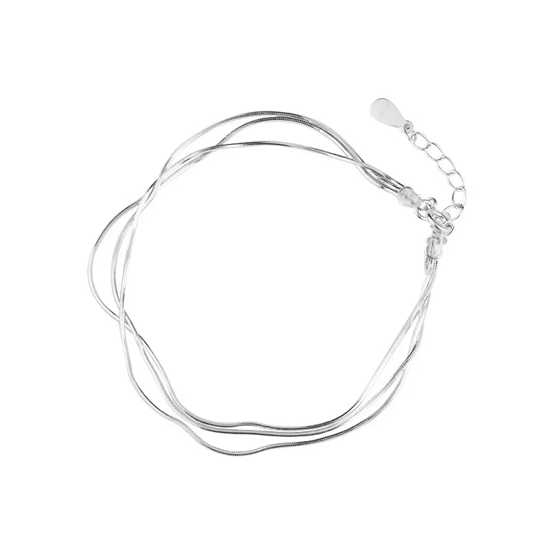 Simple Layer Bracelets for Women Korean Fashion Silver 925 Jewelry Hot Fashion 925 Sterling Silver Bracelet for Women - Image 2