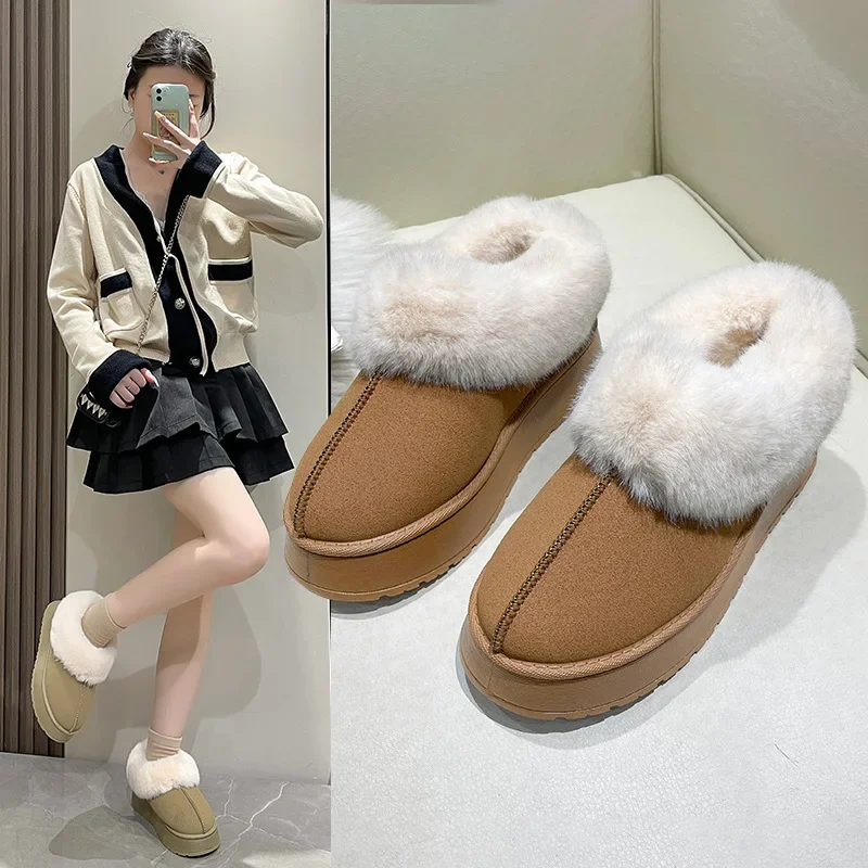 2023 New Women's Winter Warm Snow Boots Waterproof Anti-slip Cotton Women's Padded Thickened Platform Ankle Boots Botas Mujer
