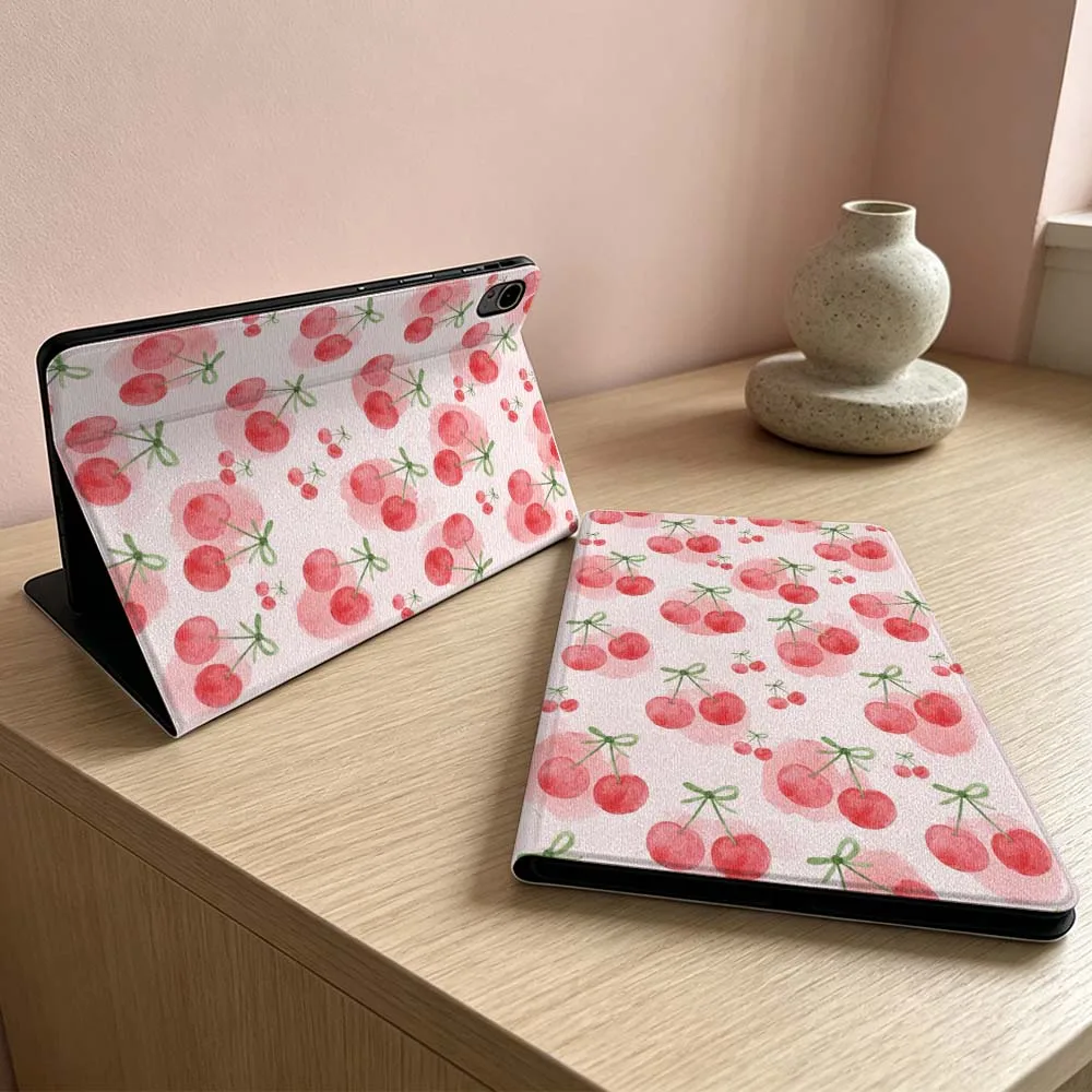Pink Cherry Bow Pattern Soft Tablet Case - Vibrant and Stylish Protective Cover