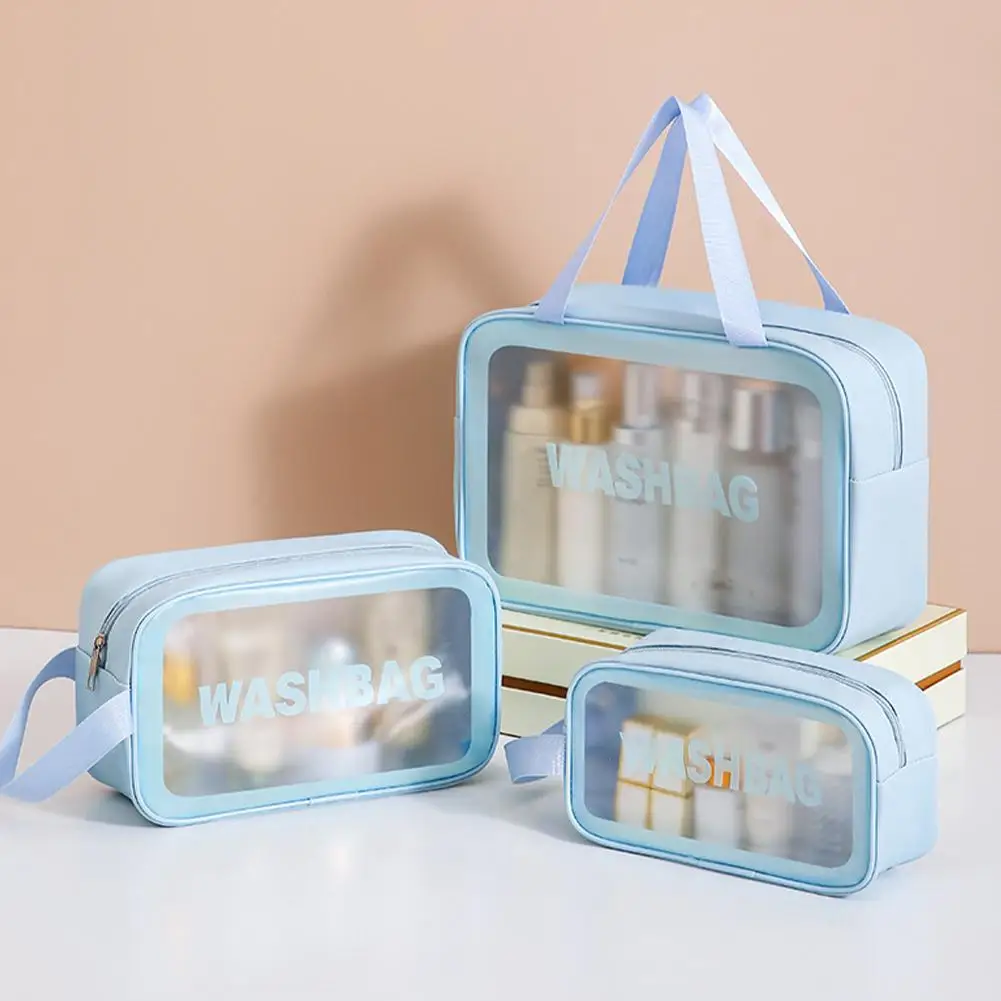 Borsa da Viaggio Portatile per Donna, Trasparente e Impermeabile, Grande Capacità per Cosmetici e Articoli di Bellezza - immagine 2