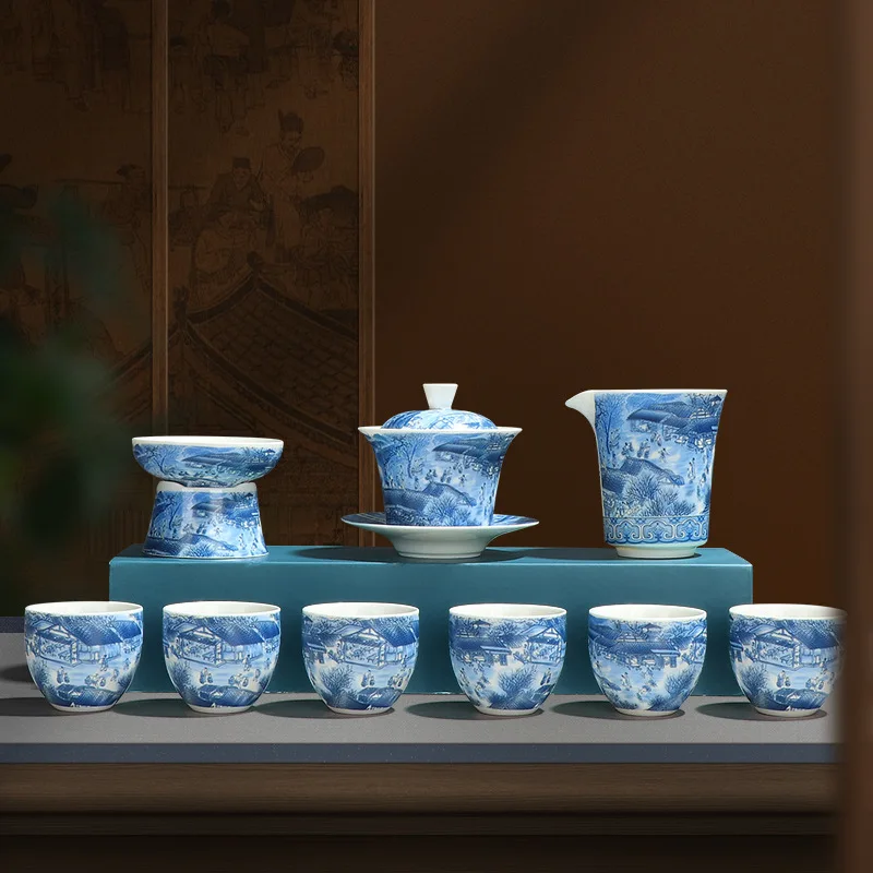

Крышка Yangzhi Jade Qingming Shanghe Tu чайный набор кунг-фу санкai Company