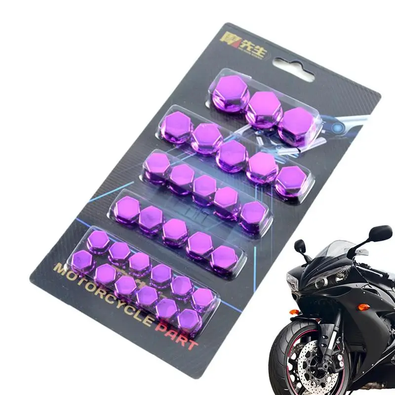 

Motorcycle Nut Bolt Cover Motorcycle Screw Hat Cover 30PCS/Set Screw Cover Hat Decorative Engine Nut Bolt Cover Motorcycle