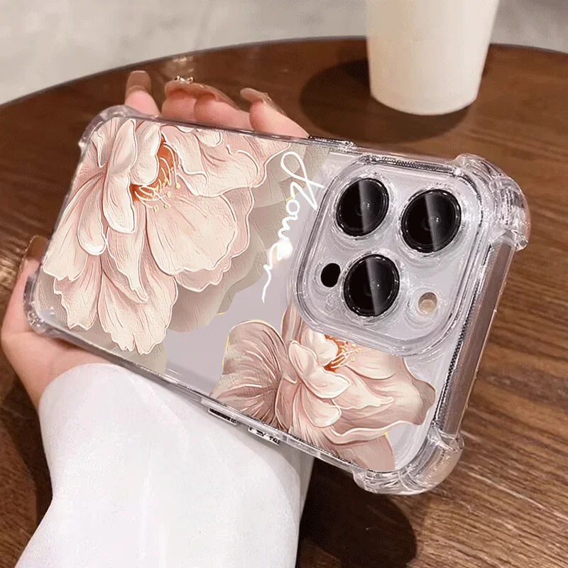 Bright Flower Peony Lily Magnolia Clear Phone Case Cover